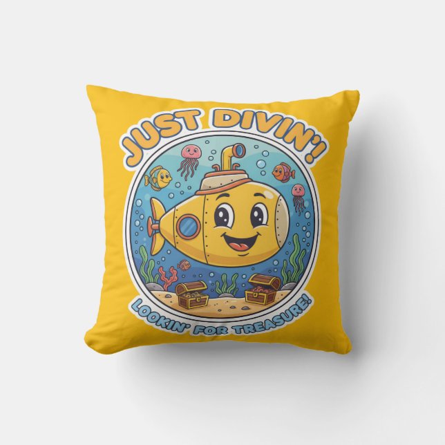 Cute Submarine-Nautical Nursery Decor Cushion (Front)