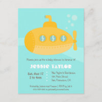 Cute Submarine Underwater Baby Shower Invitations