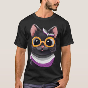 Cute Subtle Asexual Pride Flag Cat with Ace Flag C T-Shirt