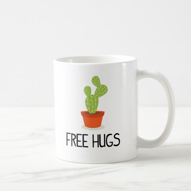 Cute succulent cactus free hugs coffee mug (Right)