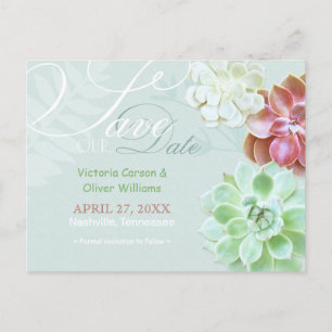 Cute Succulent Cactus Wedding Save the Date Announcement Postcard