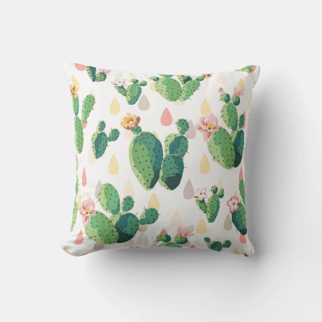 Cute Succulent Lovely Cactus Pillow (Front)