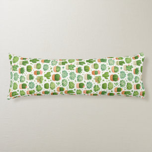 Cute Succulent Plant Seamless Pattern Body Cushion