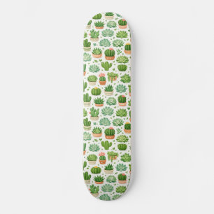 Cute Succulent Plant Seamless Pattern Skateboard