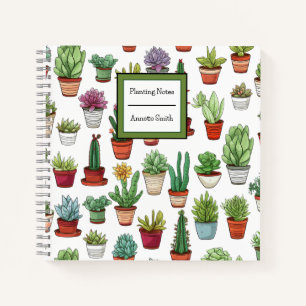 Cute Succulents and Cactus Pattern Notebook