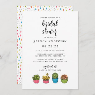 Cute succulents bridal shower invitation