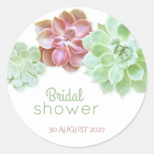 Cute Succulents Cactus Bridal Shower Classic Round Sticker