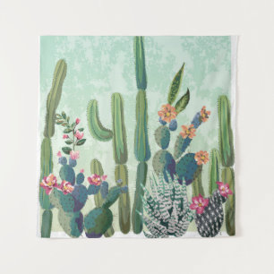 Cute Succulents: Vintage Cactus Pattern Tapestry