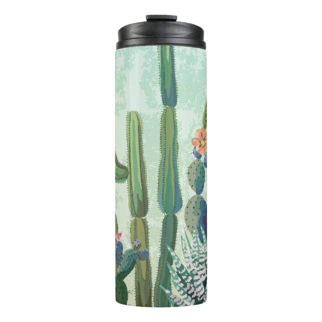 Cute Succulents: Vintage Cactus Pattern Thermal Tumbler (Front)