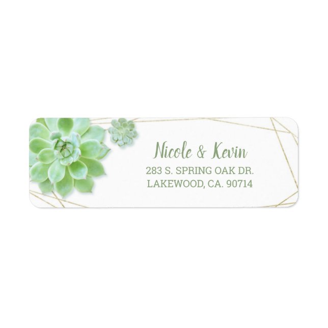 Cute Succulents Wedding Return Address (Front)