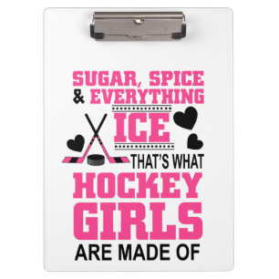 cute sugar and spice girls ice hockey clipboard