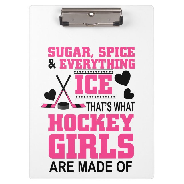 cute sugar and spice girls ice hockey clipboard (Front)