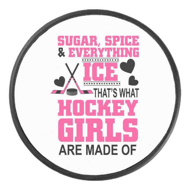 cute sugar and spice girls ice hockey hockey puck (Front)