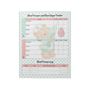 Cute Sugar Bear- Blood Sugar and Blood Pressure Notepad