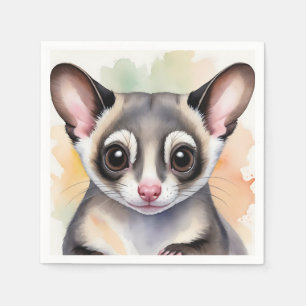Cute Sugar Glider in a Dreamy Watercolor Napkin