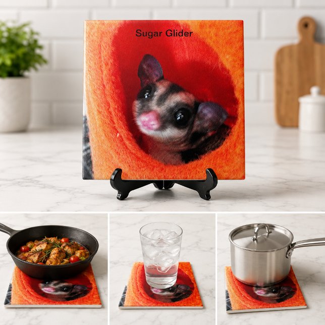 Cute Sugar Glider Orange Sleeping Pouch Pet Decor Tile (Cute Sugar Glider Orange Sleeping Pouch Pet Decor Tile)