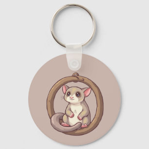 Cute Sugar Glider Ornament Art Key Ring
