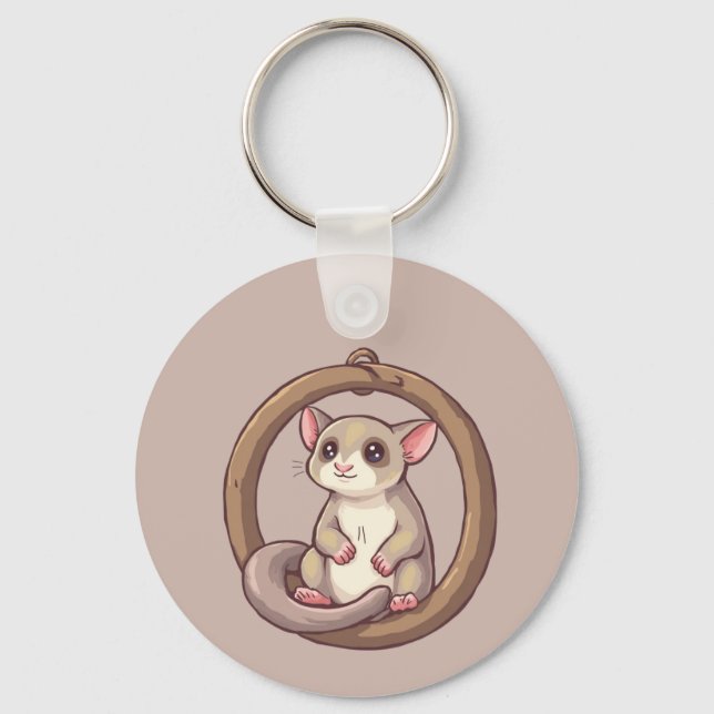 Cute Sugar Glider Ornament Art Key Ring (Front)