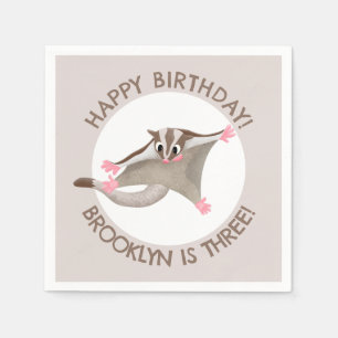Cute sugar glider personalised cartoon birthday napkin