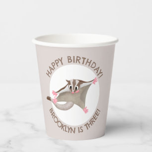 Cute sugar glider personalised cartoon birthday paper cups