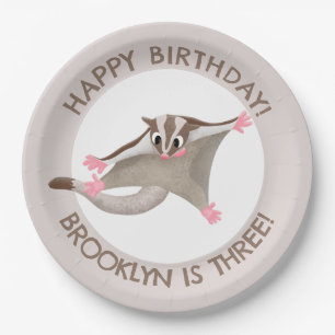 Cute sugar glider personalised cartoon birthday paper plate