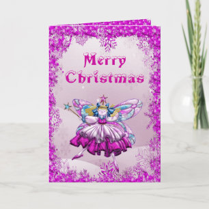 Cute Sugar Plum Fairy & Sequins Christmas Card