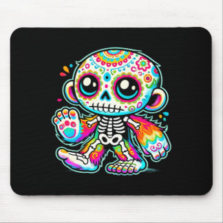 Cute Sugar Skull Bigfoot Día De Los Muertos Mouse Mat
