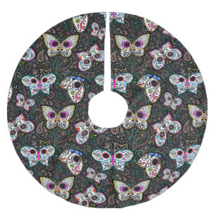 cute sugar skull butterflies Christmas tree skirt