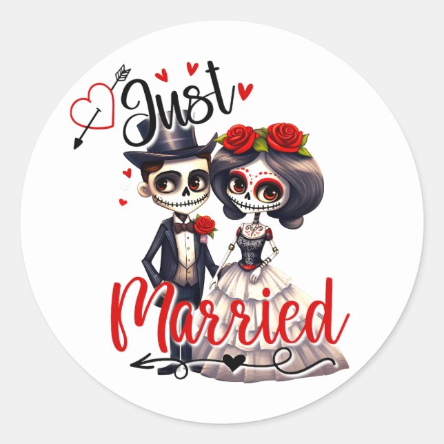 Cute Sugar Skull  Classic Round Sticker (Front)
