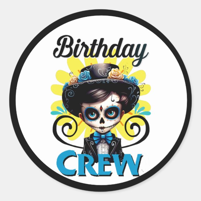 Cute Sugar Skull  Classic Round Sticker (Front)