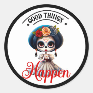 Cute Sugar Skull  Classic Round Sticker