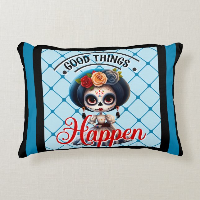 Cute Sugar Skull  Decorative Cushion (Front)