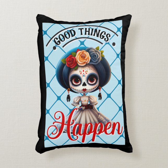Cute Sugar Skull  Decorative Cushion (Front(Vertical))