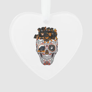 cute sugar skull dog rottweiler skull halloween ornament