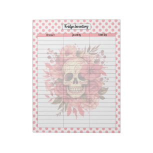 Cute Sugar Skull Fridge Inventory Notepad