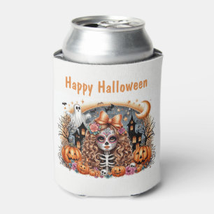 Cute Sugar Skull Halloween Theme Can Cooler