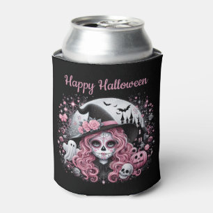 Cute Sugar Skull Halloween Theme Can Cooler