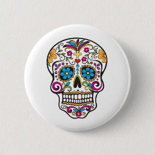 Cute Sugar Skull Happy Day of the Dead 6 Cm Round Badge