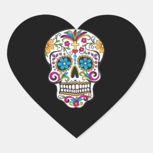 Cute Sugar Skull Happy Day of the Dead Heart Sticker