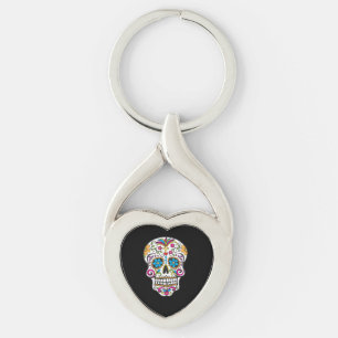 Cute Sugar Skull Happy Day of the Dead Key Ring