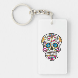 Cute Sugar Skull Happy Day of the Dead Key Ring