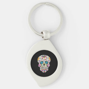 Cute Sugar Skull Happy Day of the Dead Key Ring