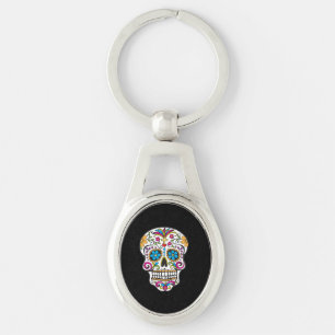 Cute Sugar Skull Happy Day of the Dead Key Ring