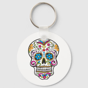 Cute Sugar Skull Happy Day of the Dead Key Ring