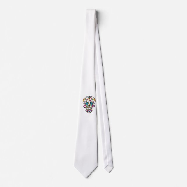 Cute Sugar Skull Happy Day of the Dead Tie (Front)