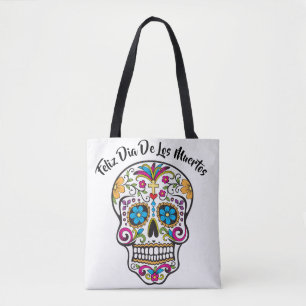 Cute Sugar Skull Happy Day of the Dead Tote Bag