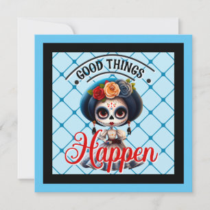 Cute Sugar Skull  Holiday Card