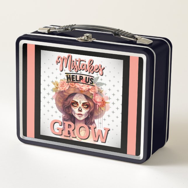 Cute Sugar Skull Metal Lunch Box (Front)