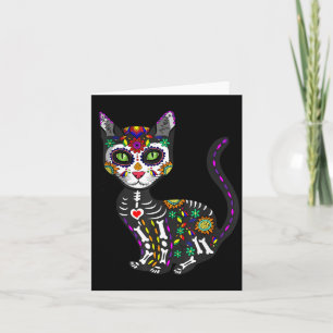Cute Sugar Skull Mexican Cat Halloween Day Of The Card