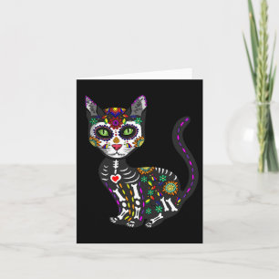 Cute Sugar Skull Mexican Cat Halloween Day Of The  Card